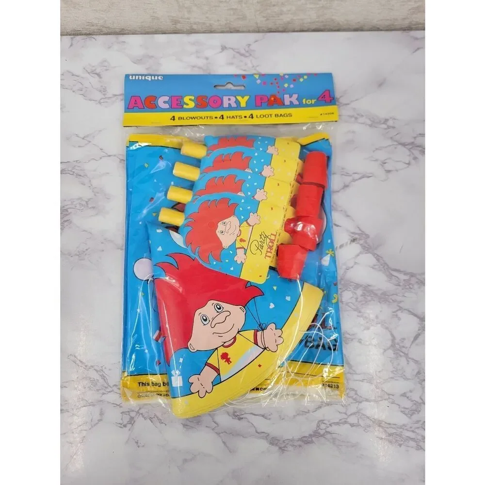 Vintage 90s Troll Birthday Party Favors Set